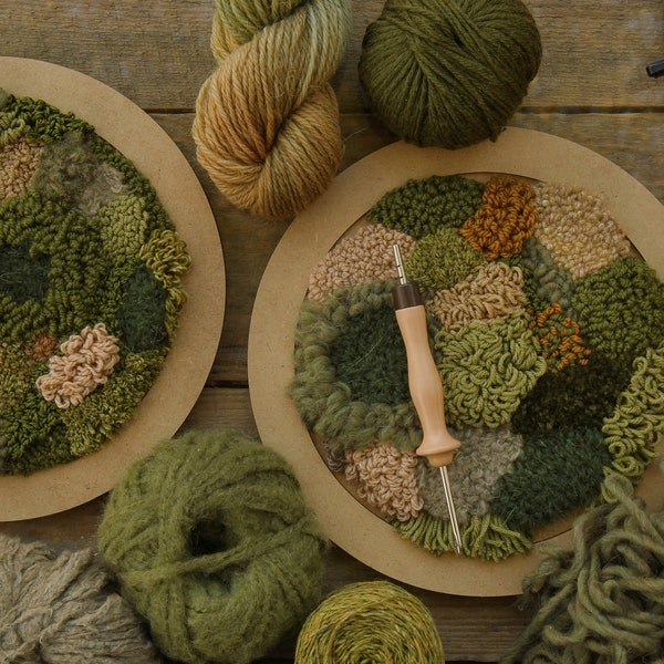 The punch needle kit "moss": set of materials + mini video tutorial + pdf text instruction