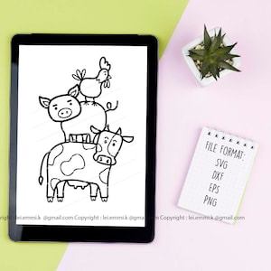 farm animal svg, cute farm animal svg, farm svg, farm life svg, chicken svg, pig svg, cow svg, rooster svg, cluck oink moo svg, clipart
