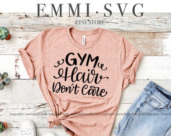 cheveux de gym s'en fichent svg, citation d'entraînement, entraînement disant svg, svg fitness, exercice disant, chemise d'entraînement drôle, chemise de sport femme, dicton de gym