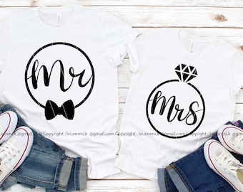 Mr and Mrs svg, couple svg for shirt, bride and groom svg, husband and wife svg, wedding svg,instant download file for cricut and silhouette
