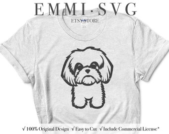 shih tzu svg, pet svg, dog svg, dog clipart, shih tzu clipart, pet lover, dog lover, line art, vector, svg file, dxf file, printable, decal