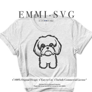 shih tzu svg, pet svg, dog svg, dog clipart, shih tzu clipart, pet lover, dog lover, line art, vector, svg file, dxf file, printable, decal