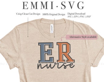 ER nurse svg shirt design, emergency nurse svg files for cricut, nurse svg cut file, ER nurse PNG sublimation shirt, emergency nurse shirt