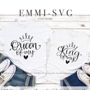 Re Regina in formato SVG, coppia in formato SVG per camicia, marito e moglie in formato SVG, sposi in formato SVG, luna di miele in formato SVG, anniversario in formato SVG, coppia di San Valentino, download immediato