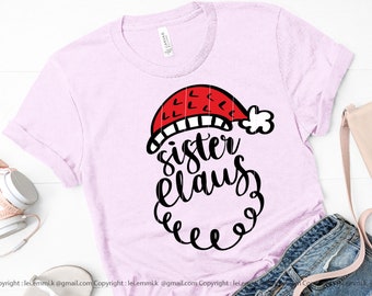 Schwester Santa Claus svg für Cricut, Weihnachten Schwester svg, Weihnachten Familie svg, Sublimation Design, Weihnachten Geschwister, sofortiger download Datei