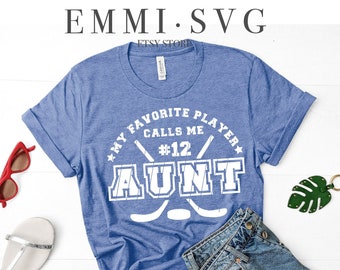 mi jugador favorito me llama tía svg, tía de hockey svg, tía orgullosa y ruidosa, camiseta de la familia de hockey, sobrina de hockey, sobrino de hockey, tía animadora svg
