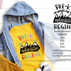 pre K adventure svg, back to school svg, instant download file, sublimation design, first day of school, pre k svg, cricut file, cut file