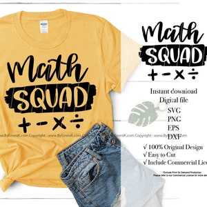 math teacher svg, math squad svg, elementary teacher, instant download file, free commercial design for t shirt, vinyl iron on heat transfer