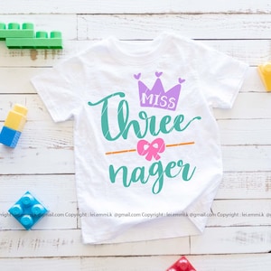 miss drei nager svg für Cricut und Silhouette Cameo, dritten Geburtstag svg, dritten Geburtstag svg, drei Jahre alt, Geburtstagsshirt, Kindergeburtstag