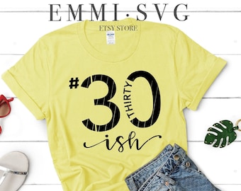 30th birthday svg, 30ish svg, 31th, 32th, 33th, 34th, 35th, 36th, 37th, 38th, 39th birthday svg, thirty birthday, gift for wife, mom gift