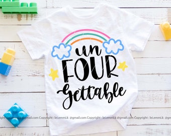 Un four gettable svg voor cricut, kindershirt, verjaardagsshirt meisje, 4e verjaardag svg, vier jaar oud, leuke verjaardag svg, vierde verjaardag svg