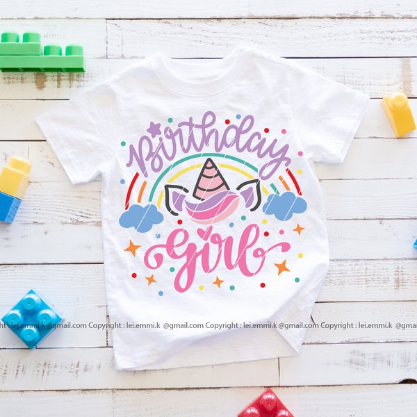 unicorn birthday girl svg, girl birthday svg, rainbow and unicorn, cute birthday svg, I'm the birthday girl svg, kids birthday svg