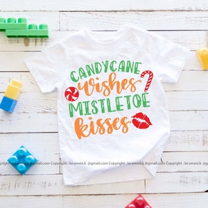 Candy Cane wensen Maretak kussen SVG, kerst baby SVG, kerst kinderen SVG, kerst shirt, kerst onesie, sublimatie ontwerp