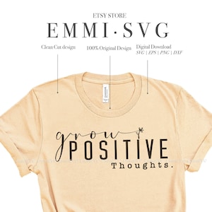 archivos svg para cricut que generan pensamientos positivos, diseño svg de afirmación positiva, camiseta svg con cita positiva para mujer, flores, salud mental svg