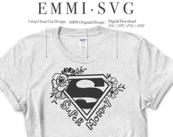 superhero mom svg cutting file design for Cricut Silhouette cameo. floral super hero mommy design for t shirt, decal, vinyl, mug, bags