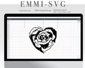 heart rose SVG PNG, rose tattoo, rose black and white, instant download file, free commercial t shirt, decal, stencil, sublimation design