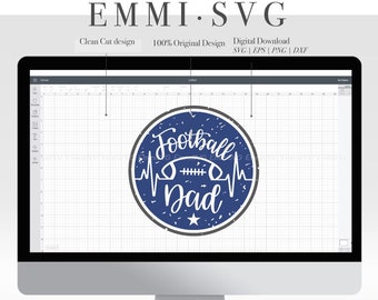 football dad svg, distressed football shirt svg, grunge football dad, circle football dad, sublimation design, instant download cricut file