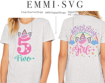eenhoorn 5e verjaardag SVG PNG, eenhoorn vijfde verjaardag svg png, eenhoorn verjaardag meisje svg, meisje vijf jaar oud svg png, shirt 5-jarig meisje