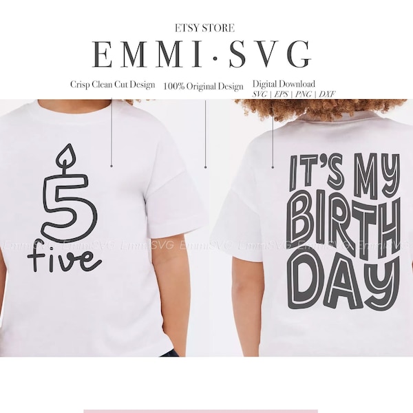 5th birthday svg png, fifth birthday SVG PNG, 5 years old svg, five year old svg, its my birthday svg, kids birthday svg, toddler birthday