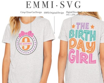 niña 9no cumpleaños niña SVG PNG, noveno cumpleaños svg, 9 años svg, nueve años, la cumpleañera, cumpleaños de niños svg cumpleaños de niño pequeño