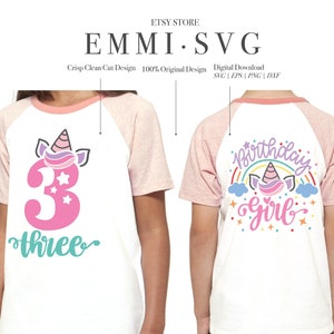 Einhorn 3. Geburtstag SVG PNG, Einhorn dritten Geburtstag svg png, Einhorn Geburtstagskind svg, Mädchen drei Jahre alt svg png, 3 Jahre altes Mädchen Shirt