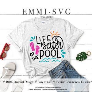 das Leben ist besser am Pool svg, Pool Life svg, Sommerferien svg, Sommer Spruch svg, Urlaub Spruch svg, kostenlose Download-Datei für Cricut