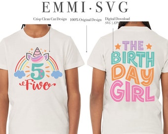 eenhoorn 5e verjaardag meisje svg png sublimatie shirt design, 5 jaar oud svg shirt voor meisjes, eenhoorn verjaardag svg png, vijfde verjaardag svg