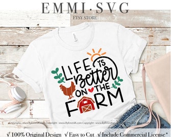 La vida es mejor en la granja SVG, vida en la granja SVG, letrero de granja SVG, chica de granja, refrán de granja SVG, camiseta de granja SVG, archivo de descarga instantánea para Cricut