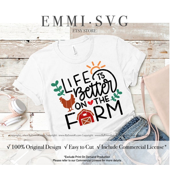 life is better on the farm svg, farm life svg, farm sign svg, farm girl, farm saying svg, farm svg shirt, instant download file for cricut