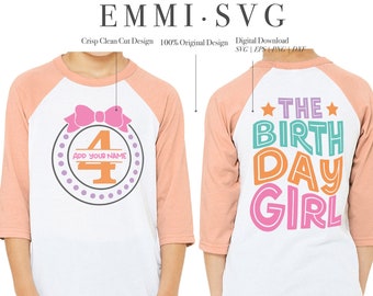 4-årsdagsflicka svg png, fjärde födelsedag svg, flicka rosett svg, 4 år gammal svg, flicka födelsedag svg, födelsedagströja, direktnedladdningsbar fil svg