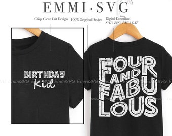 vier en fantastische SVG PNG-shirtontwerp, 4e verjaardag svg, vierde verjaardag svg, verjaardag kind svg-bestand, feestvarken svg jarige jongen shirt
