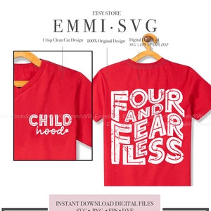 Archivo SVG de Cricut para cuatro y valientes, diseño de camiseta SVG de 4.º cumpleaños, SVG de 4.º cumpleaños de 4 años, camiseta de sublimación SVG PNG infantil