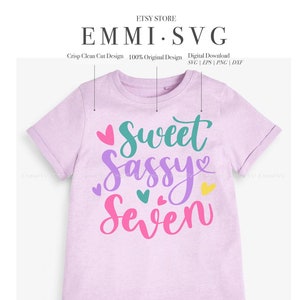 süße freche Sieben svg für Cricut und Silhouette, 7. Geburtstag svg, sieben Jahre alt svg, Mädchen Geburtstag svg, Geburtstag Shirt, Kindergeburtstag