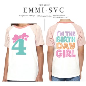 4to cumpleaños niña svg png, cuarto cumpleaños svg png, niña arco svg cuatro años png, niña cumpleaños svg camisa, descarga instantánea