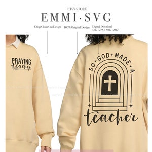 also machte gott ein lehrer svg shirt design, christliche lehrer svg schnitt datei, ostern lehrer day svg, lehrer svg png sublimations shirt