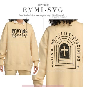 Lehren Sie kleine Schüler SVG, lehren Sie kleine Schüler SVG, betender Lehrer svg png Shirt, christlicher Lehrer svg png, lehre kleine Menschen