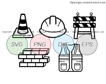 safety helmet svg, safety barrier, bricks svg, safety cone, construction svg, clipart, line art, vector, iron on, decal ,silhouette, cricut