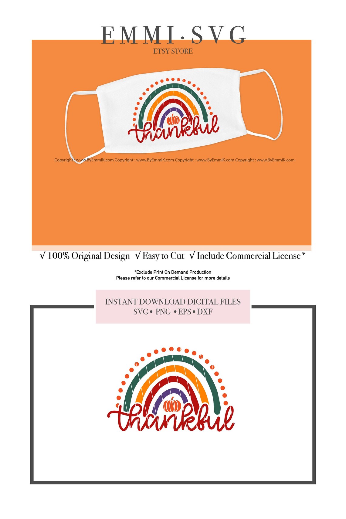 Download Thankful rainbow svg thanksgiving svg cute rainbow svg | Etsy