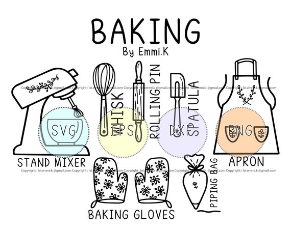 Bake Set Svg Baking Set Kitchen Tool Clipart Baing Glove Etsy