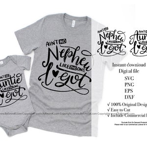 Pas de tante neveu comme celui que j'ai reçu des fichiers svg pour cricut et camée silhouette. tante neveu svg, future tante, publicité gratuite pour chemise