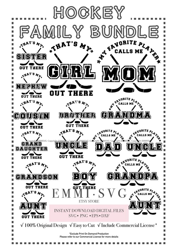 hockey family bundle svg, thats my son out there svg, my favorite player call me mom, hockey dad svg, family hockey shirt, hockey squad