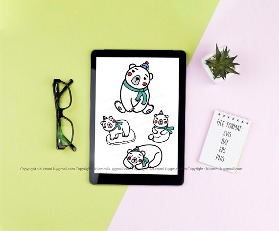 Christmas Polar Bear Svg Cute Bear Svg Free Commercial For Etsy