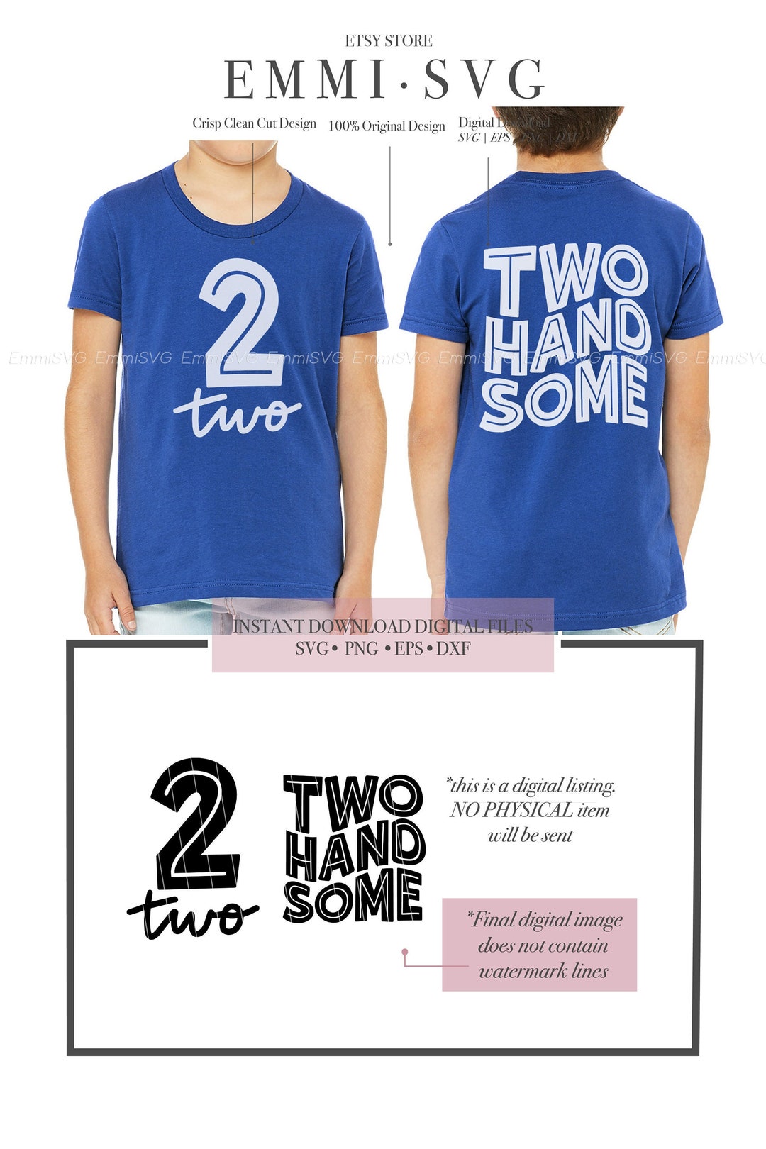 Boy 2nd Birthday Svg Png, Two Handsome Svg Png, Two Year Old Svg, 2 ...