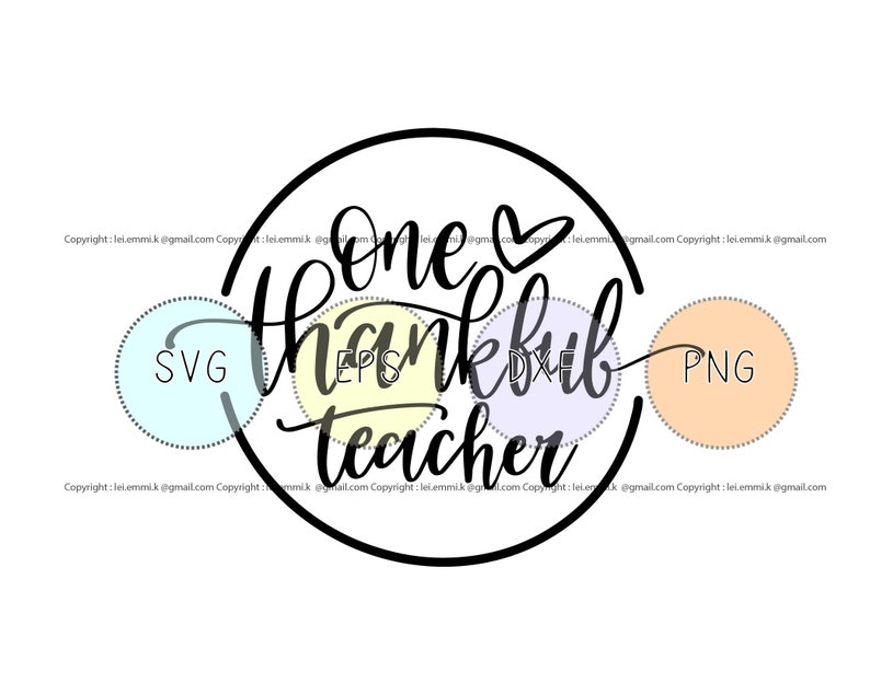 One thankful teacher svg for cricut and silhouette cameo. free | Etsy