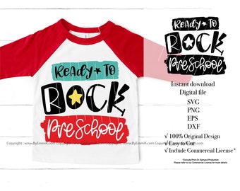 ready to rock preschool svg, preschool svg, preschool shirt svg, back to school,  instant download file, sublimation design, cricut file