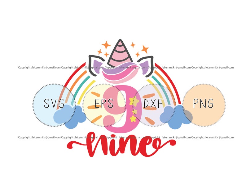 Download 9th birthday svg unicorn birthday svg instant download | Etsy