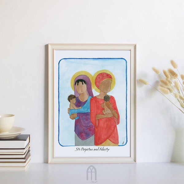 Saints Perpetua & Felicity - Catholic Art - Saint Imagery - Patrons of Mothers - Digital Print