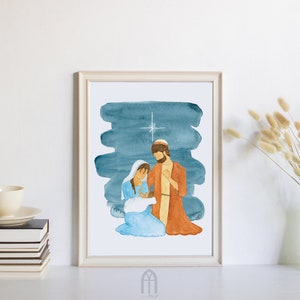 Nativity - Catholic Art - Saint Imagery - Holy Family - Digital Print