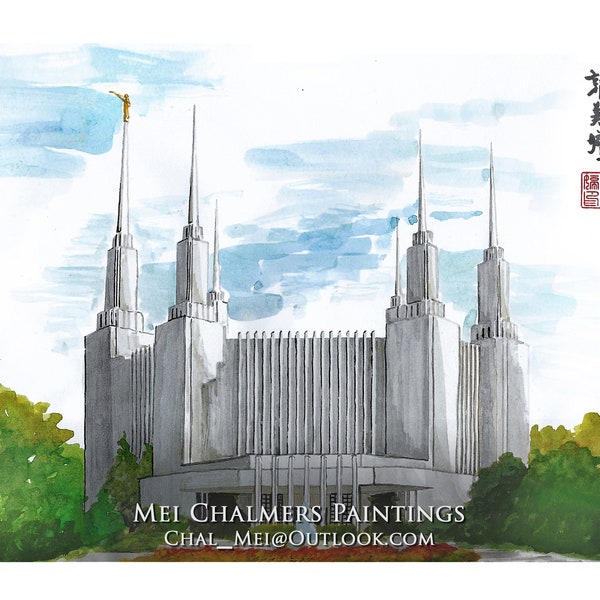 Dc Temple Watercolor - Etsy