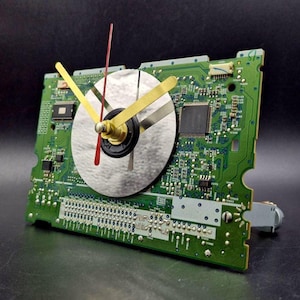 Recycled Hard Drive Desk Clock: Computer Geek Gift